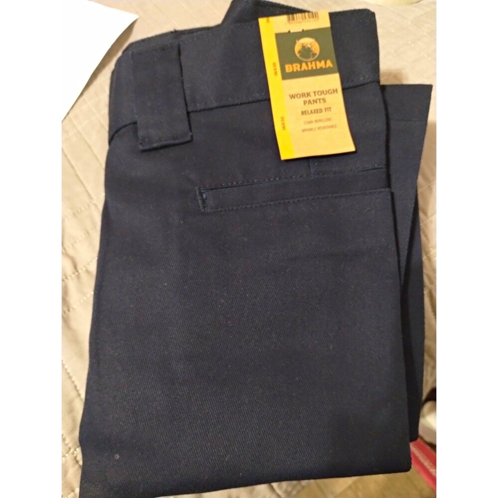 NWT-Brahma Men's Work Tough Pants Relaxed Fit Blue Size 36x30 Cotton/Polyester